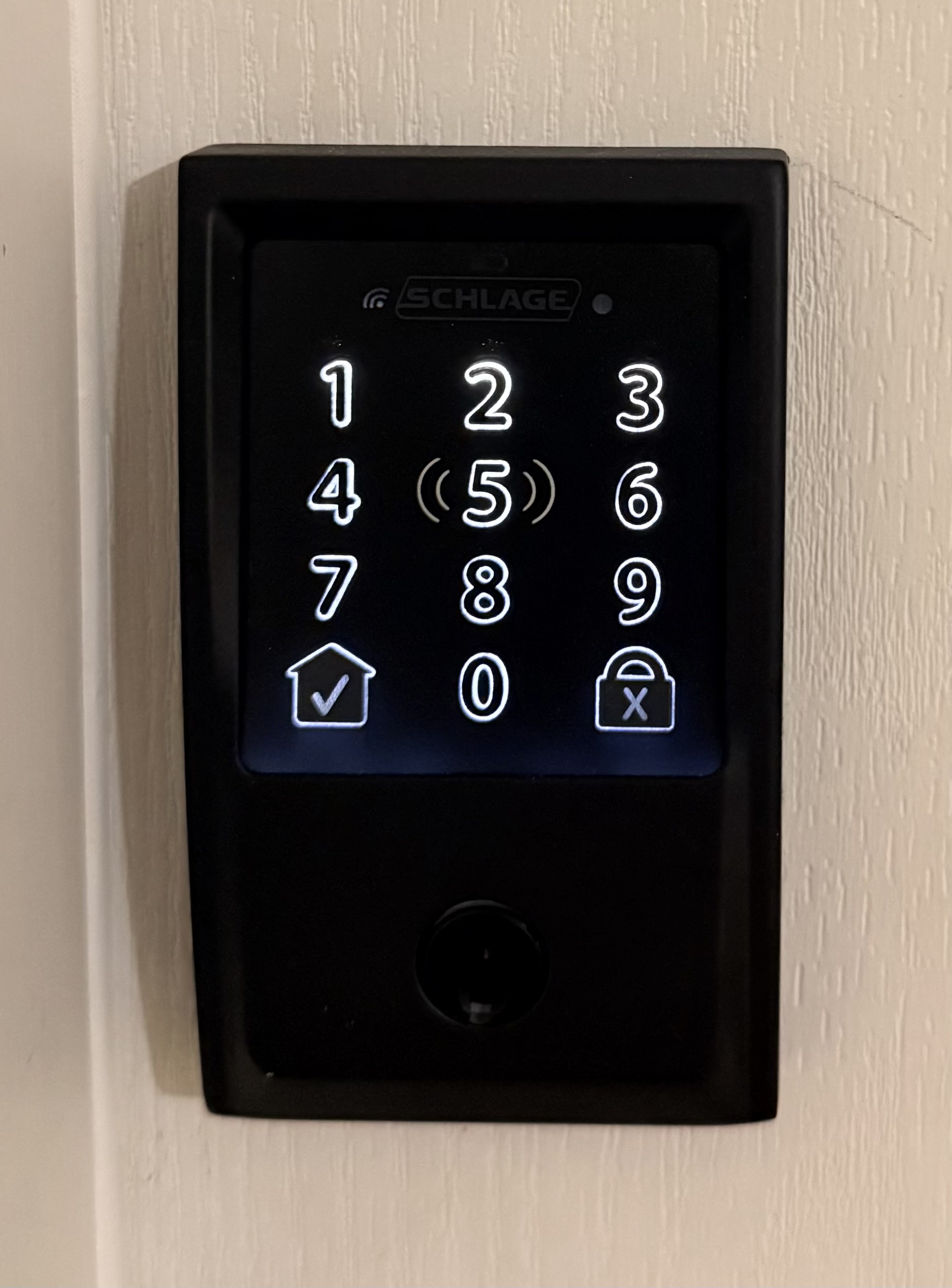 Schlage keypad - keypad lit up ready for code